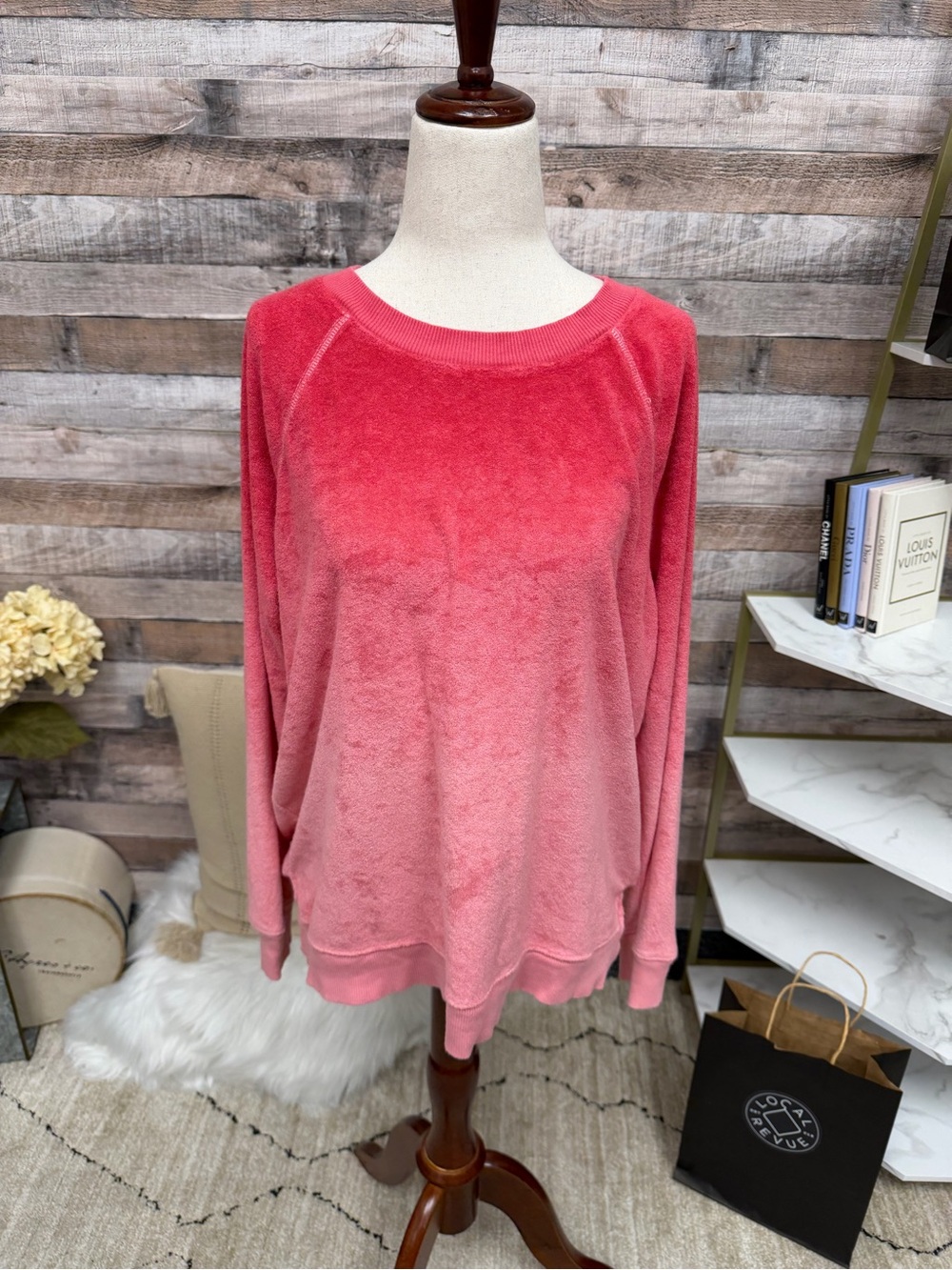 American Eagle Outfitters Pink Ombre Terry Long Sleeve Pullover